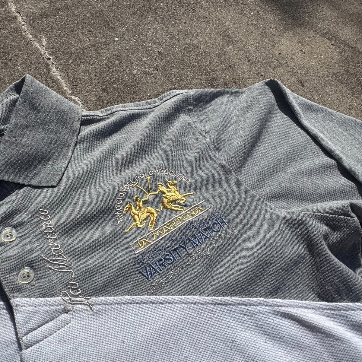 La Martina Buenos Aires grey longsleeve polo – Close-up 2