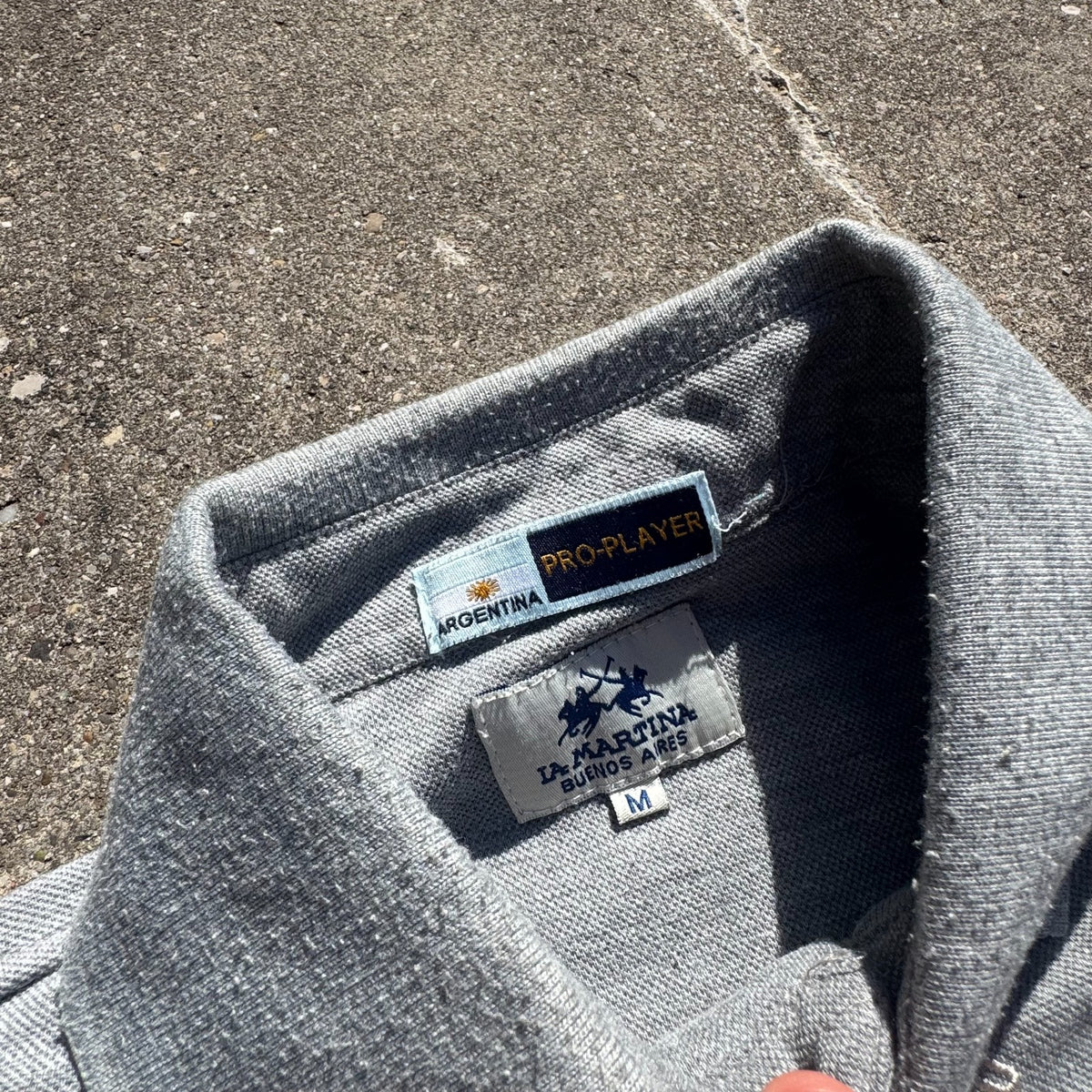 La Martina Buenos Aires grey longsleeve polo – Close-up 3