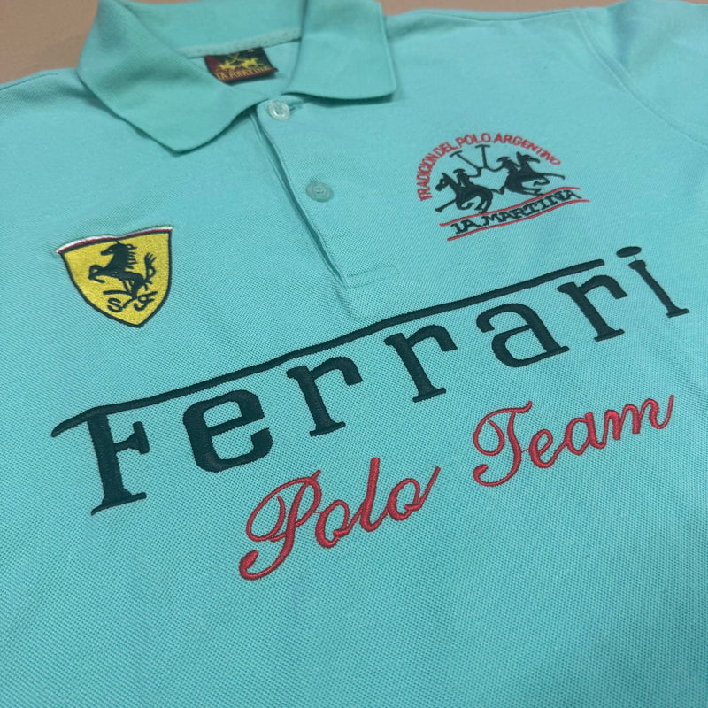 Detailansicht: Sourced limited accessories and clothes La Martina Ferrari streetwear summer polo – Logo, Nähte oder Material