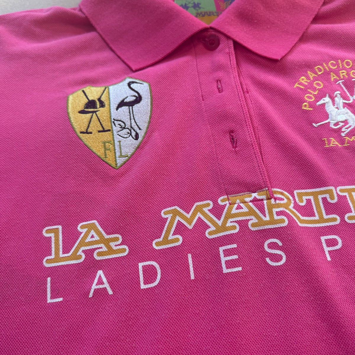 La Martina Flamingo pink ladies polo – Close-up 1