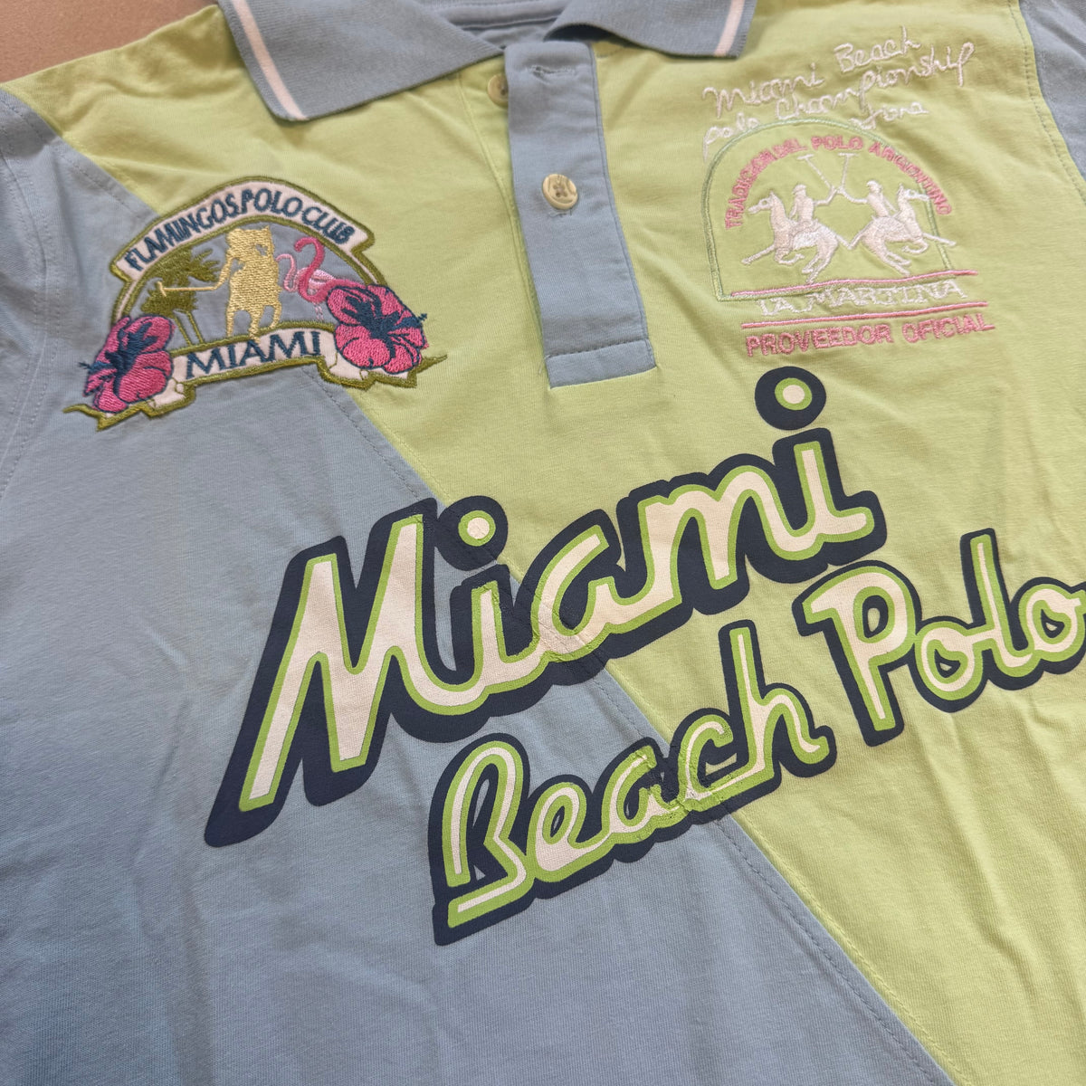 La Martina Flamingos Polo Club Miami shirt – Close-up 1