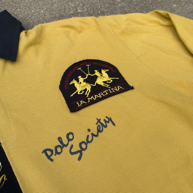 Detailansicht: Sourced limited accessories and clothes La Martina Gstaad 1992 vintage longsleeve polo – Logo, Nähte oder Material
