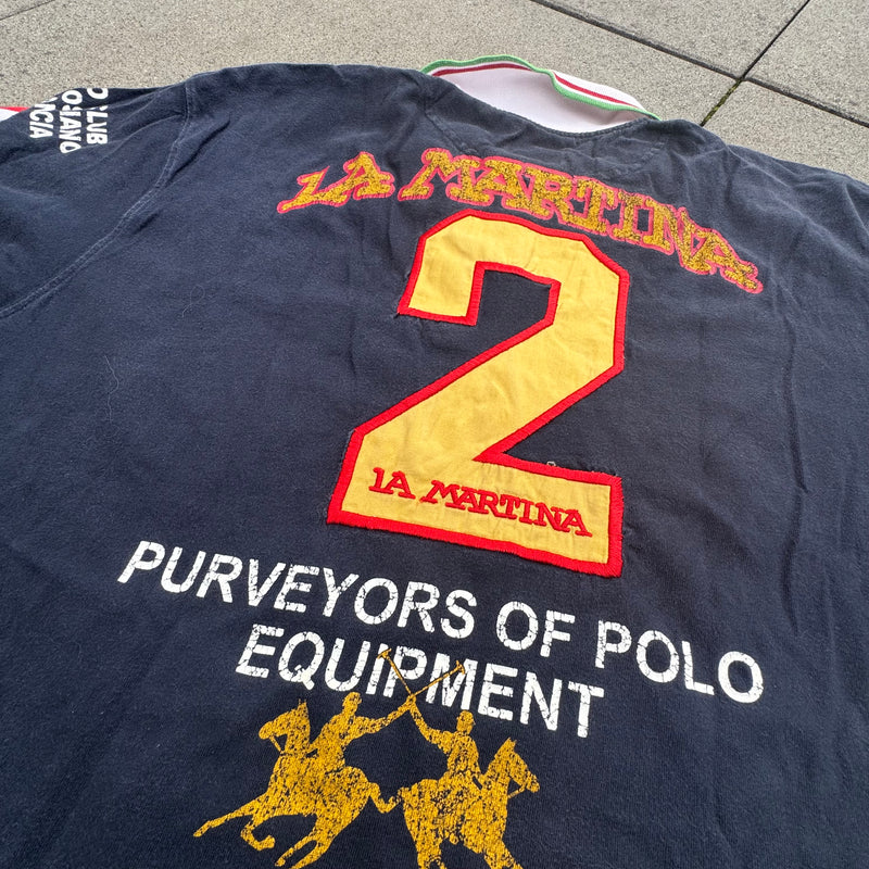 Detailansicht: Sourced limited accessories and clothes La Martina Italia vintage poloshirt – Logo, Nähte oder Material