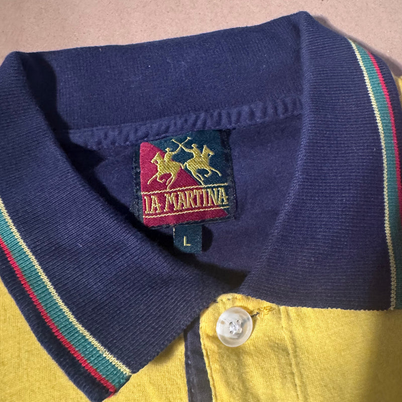 Detailansicht: Sourced limited accessories and clothes La Martina Jamaica striped summer polo – Logo, Nähte oder Material