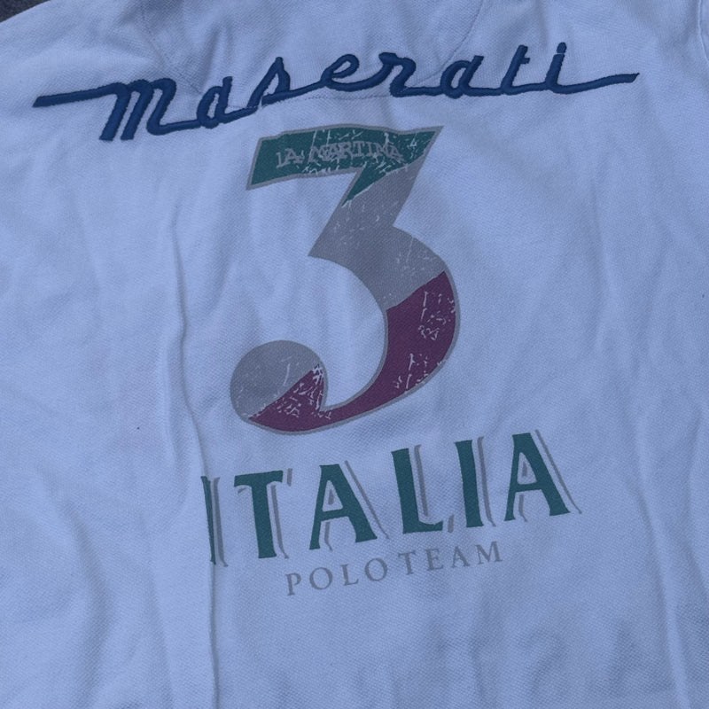 Detailansicht: Sourced limited accessories and clothes La Martina Maserati Italia vintage poloshirt – Logo, Nähte oder Material