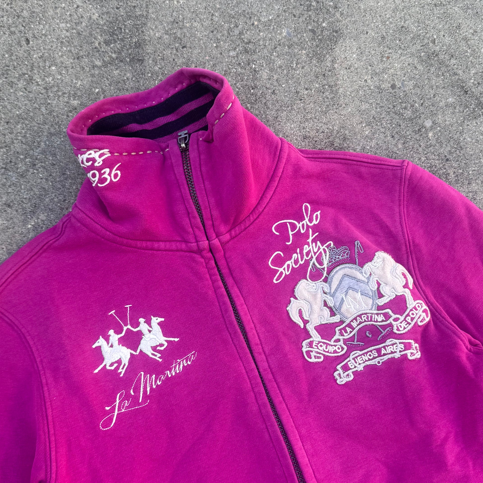 La Martina Polo Society vintage pink zip-up – Close-up 1