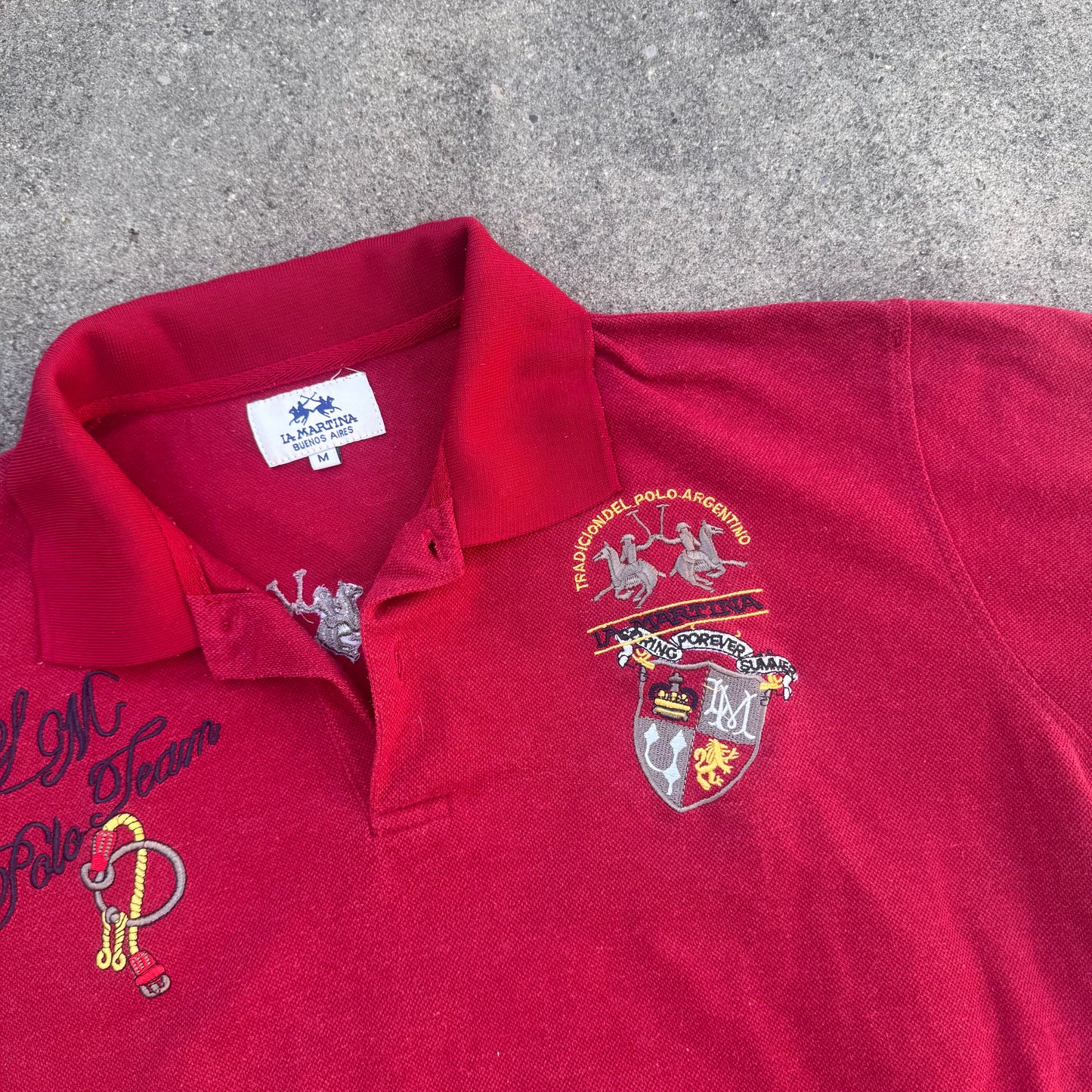 La Martina Polo Team red vintage polo shirt – Close-up 1