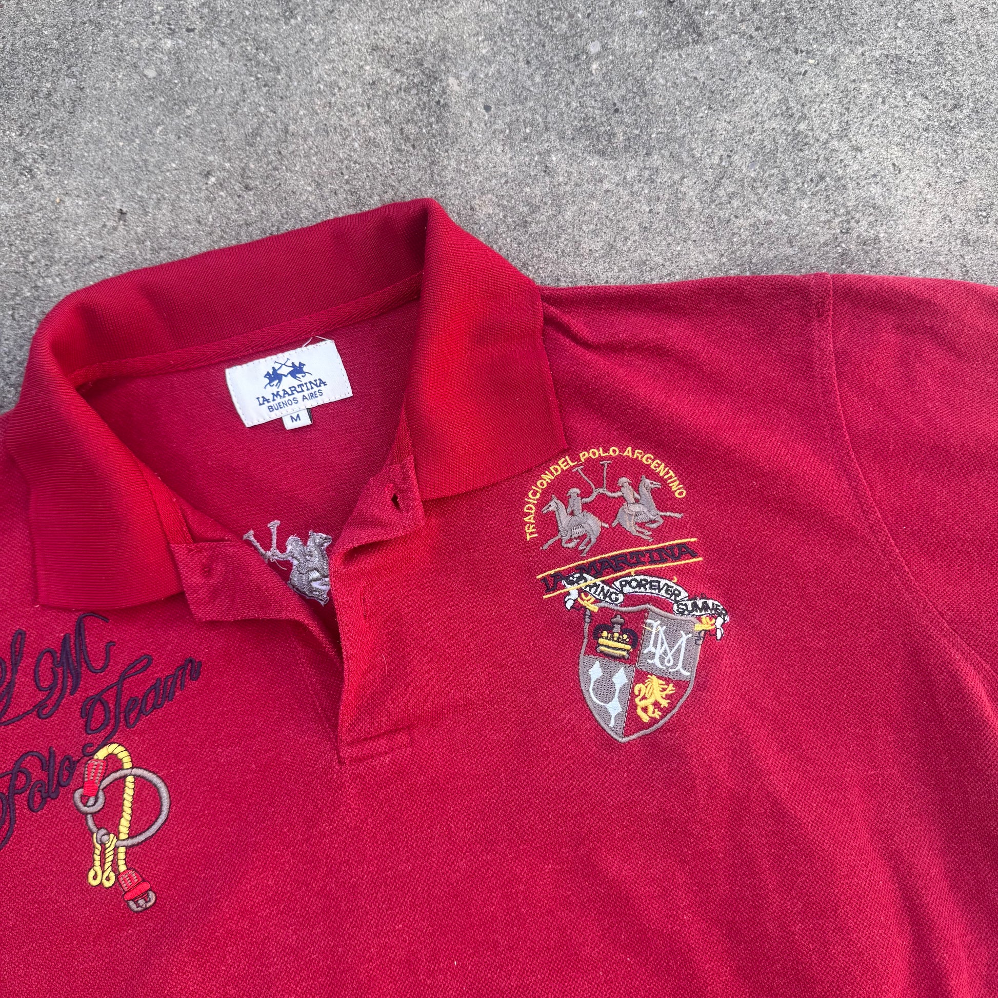 La Martina Polo Team red vintage polo shirt – Close-up 1