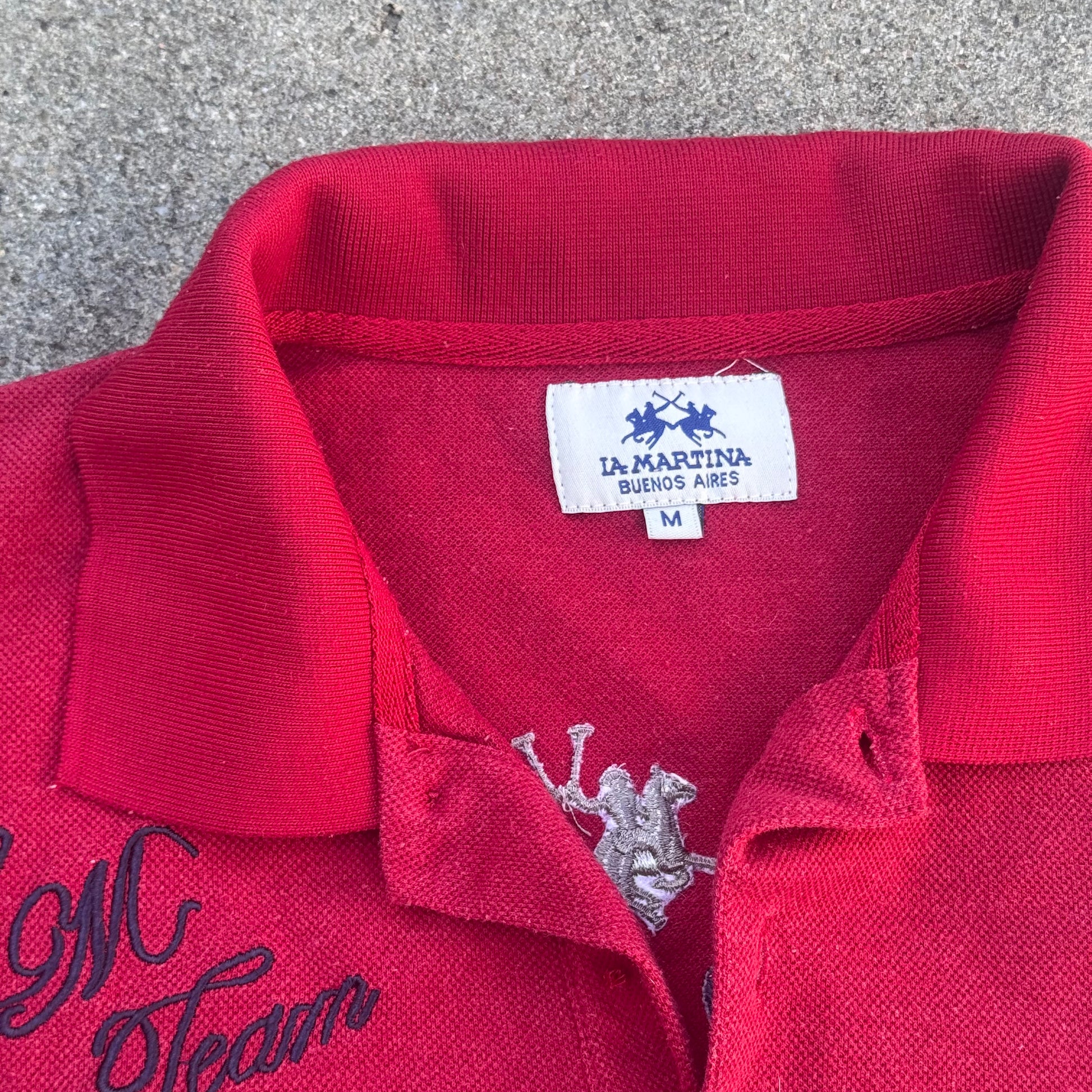 La Martina Polo Team red vintage polo shirt – Close-up 2
