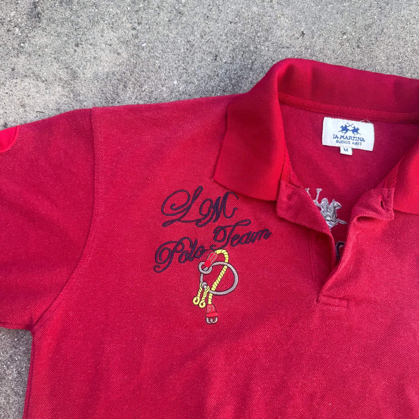 La Martina Polo Team red vintage polo shirt – Close-up 3