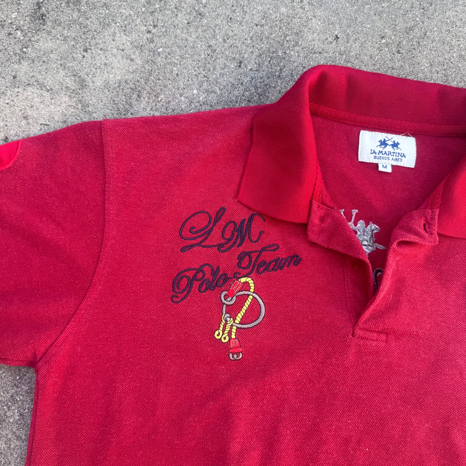 La Martina Polo Team red vintage polo shirt – Close-up 3