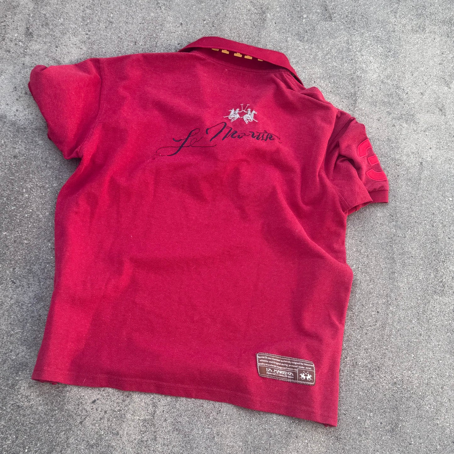La Martina Polo Team red vintage polo shirt – Close-up 4