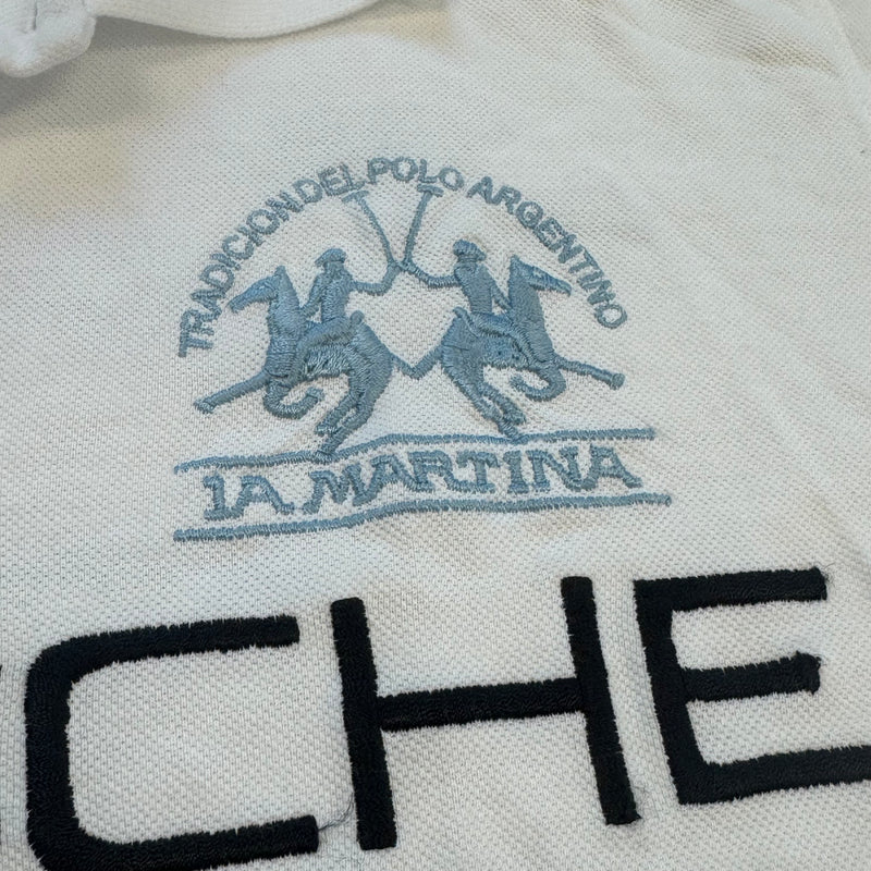 Detailansicht: Sourced limited accessories and clothes La Martina Porsche Polo in White – Logo, Nähte oder Material