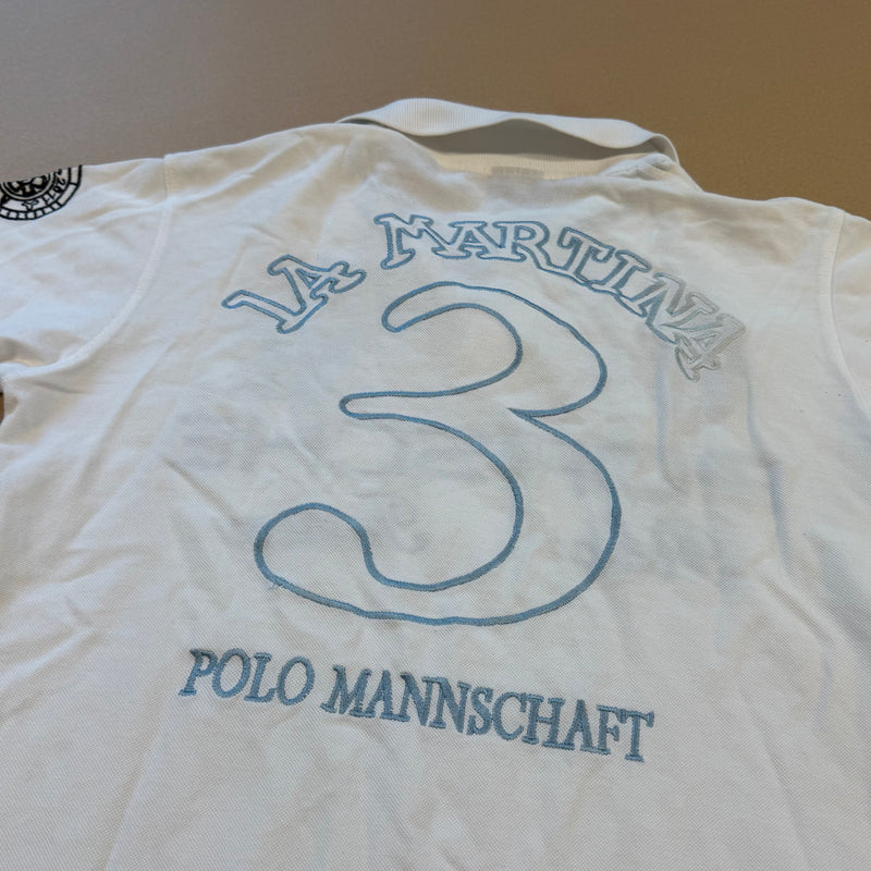 Detailansicht: Sourced limited accessories and clothes La Martina Porsche Polo in White – Logo, Nähte oder Material
