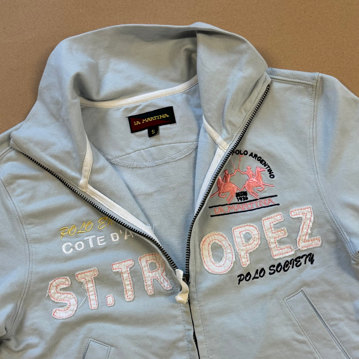 La Martina St. Tropez zip-up skyblue – Close-up 1