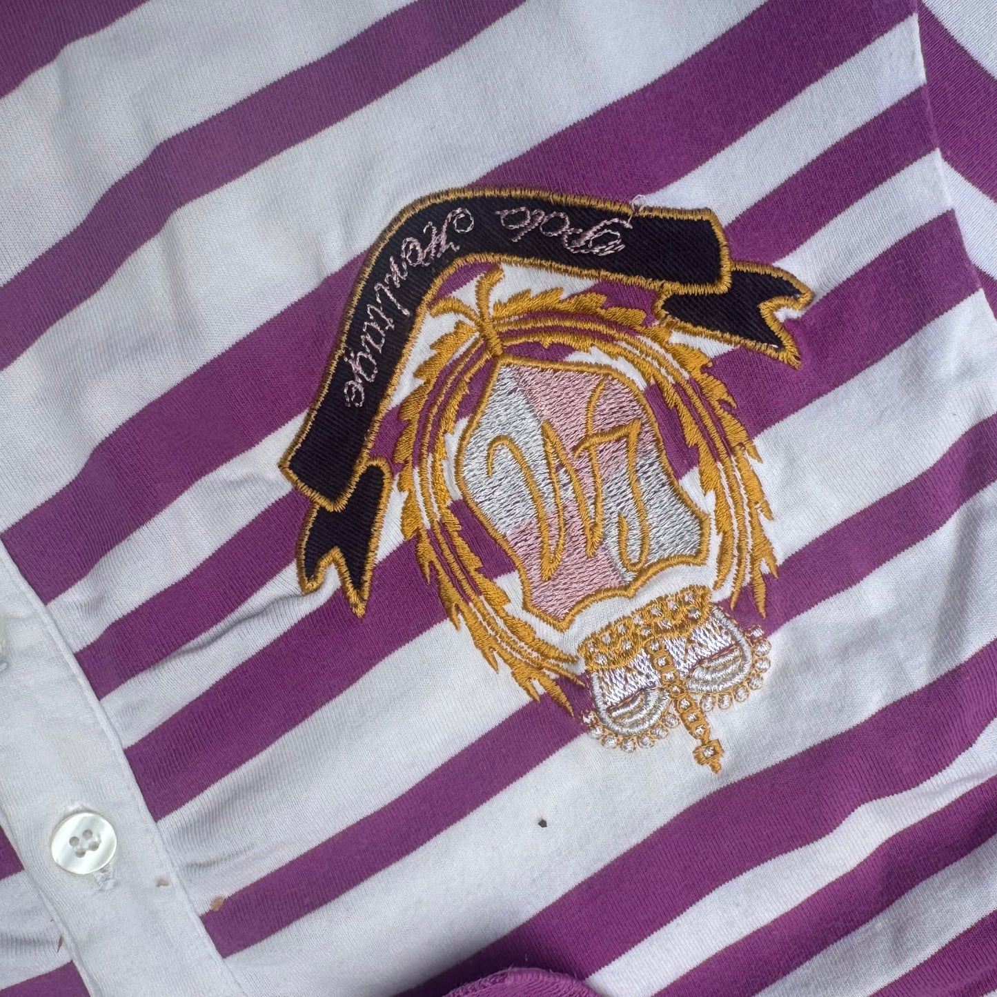 La Martina vintage pink striped poloshirt – Close-up 2