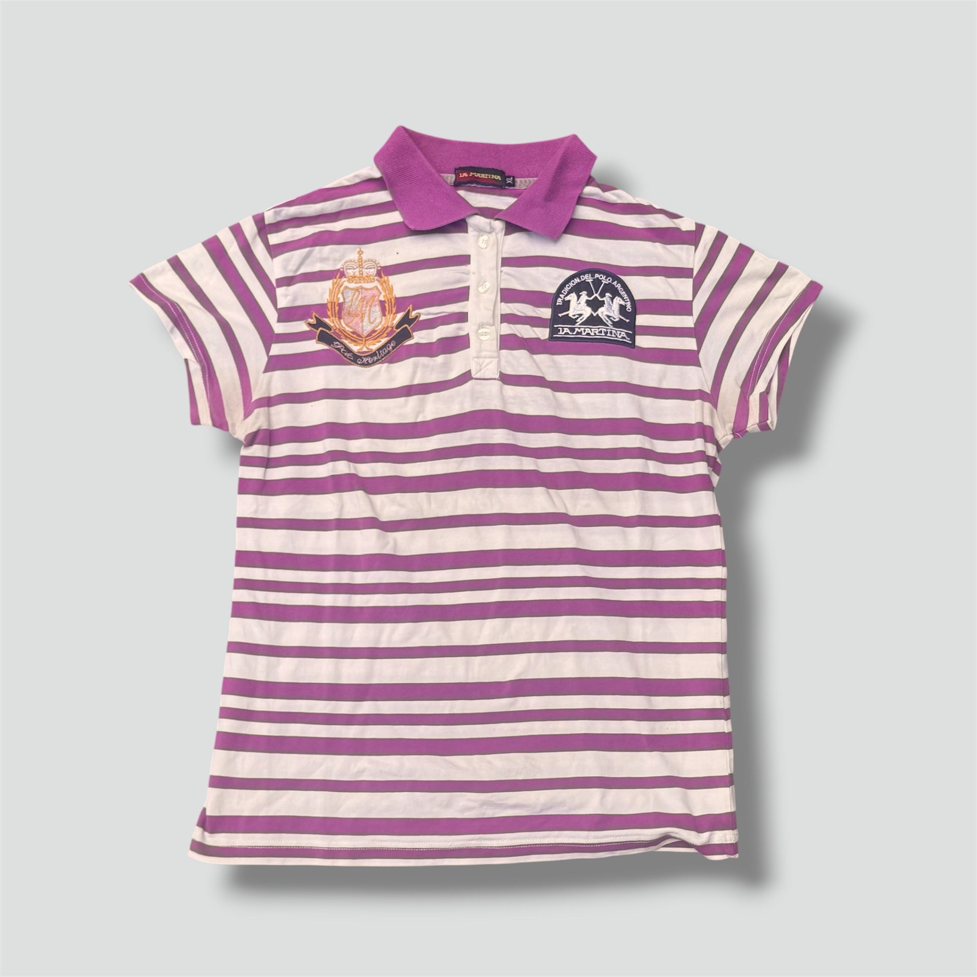 La Martina vintage pink striped poloshirt