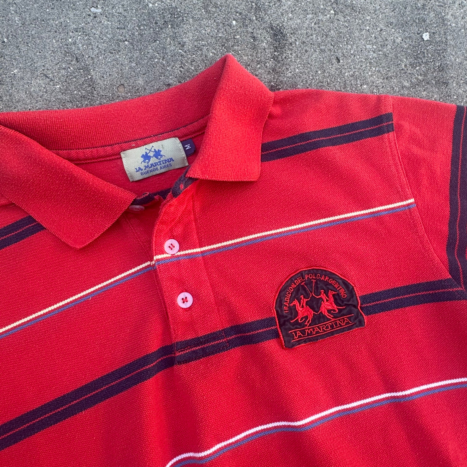 La Martina vintage red striped polo shirt – Close-up 1