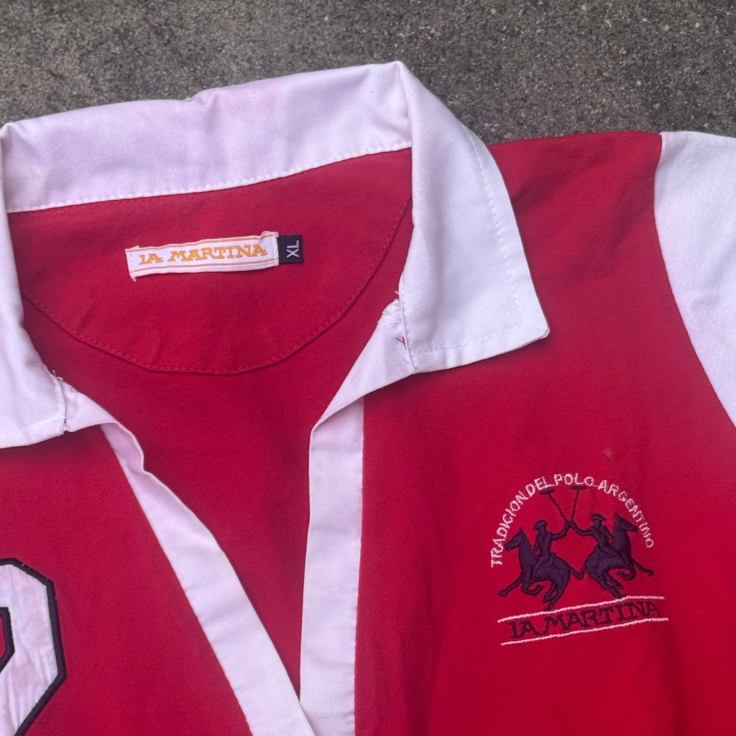 La Martina vintage red womens poloshirt – Close-up 1