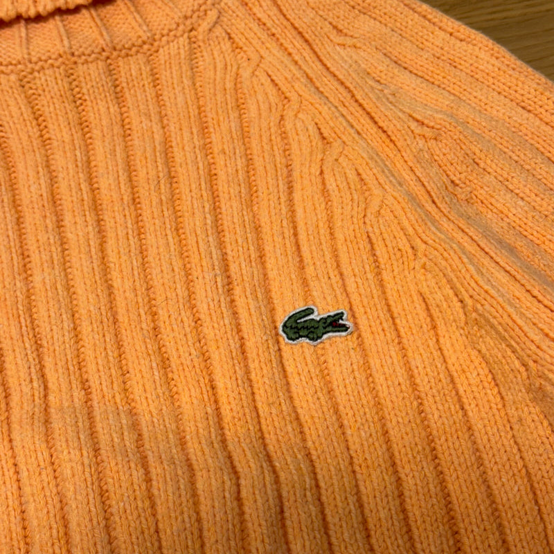 Detailansicht: Sourced limited accessories and clothes Lacoste knitted orange turtleneck sweatshirt – Logo, Nähte oder Material