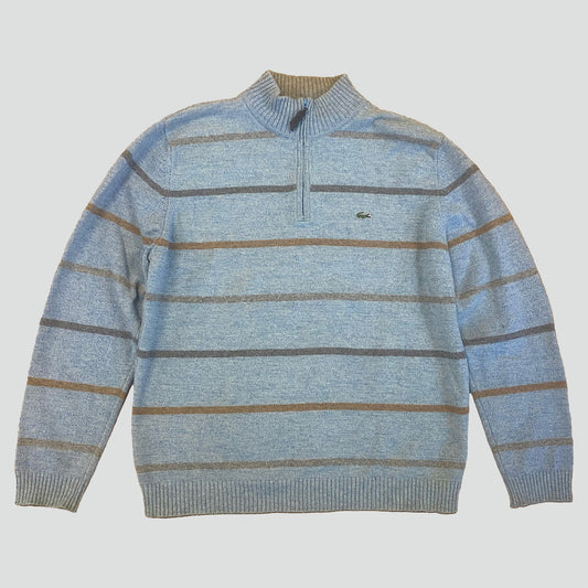 Lacoste striped knitted quarter zip