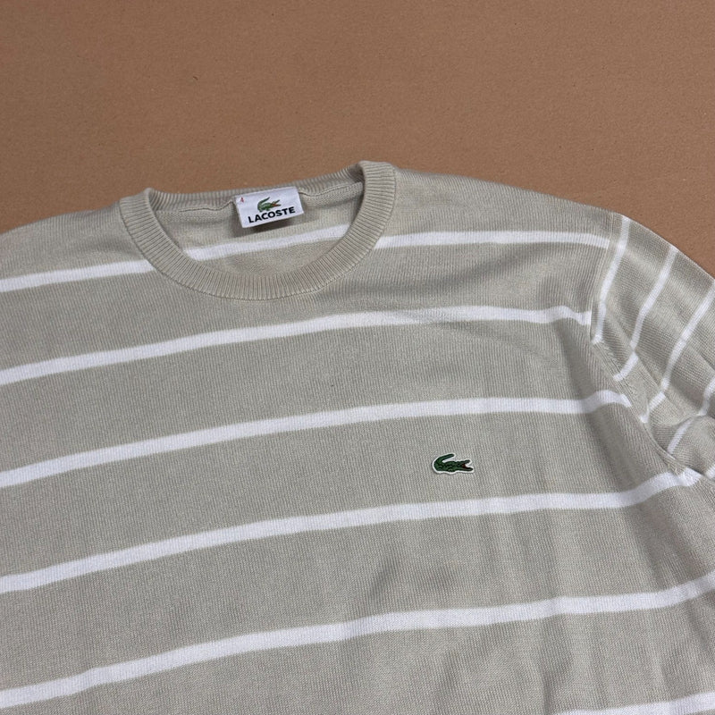 Detailansicht: Sourced limited accessories and clothes Lacoste vintage beige striped sweatshirt – Logo, Nähte oder Material