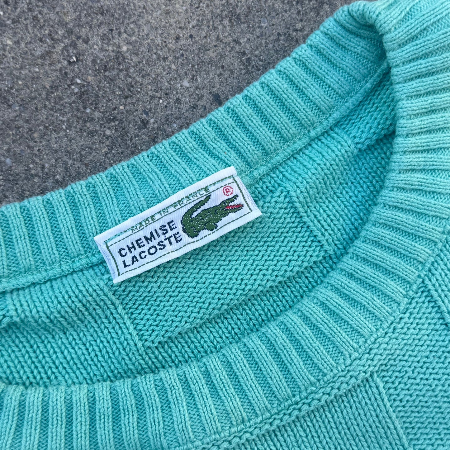 Lacoste vintage knitted turquoise sweatshirt – Close-up 2