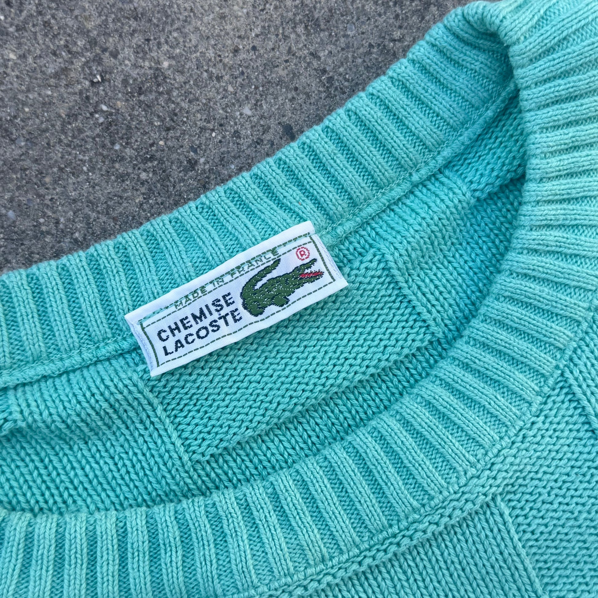 Lacoste vintage knitted turquoise sweatshirt – Close-up 2