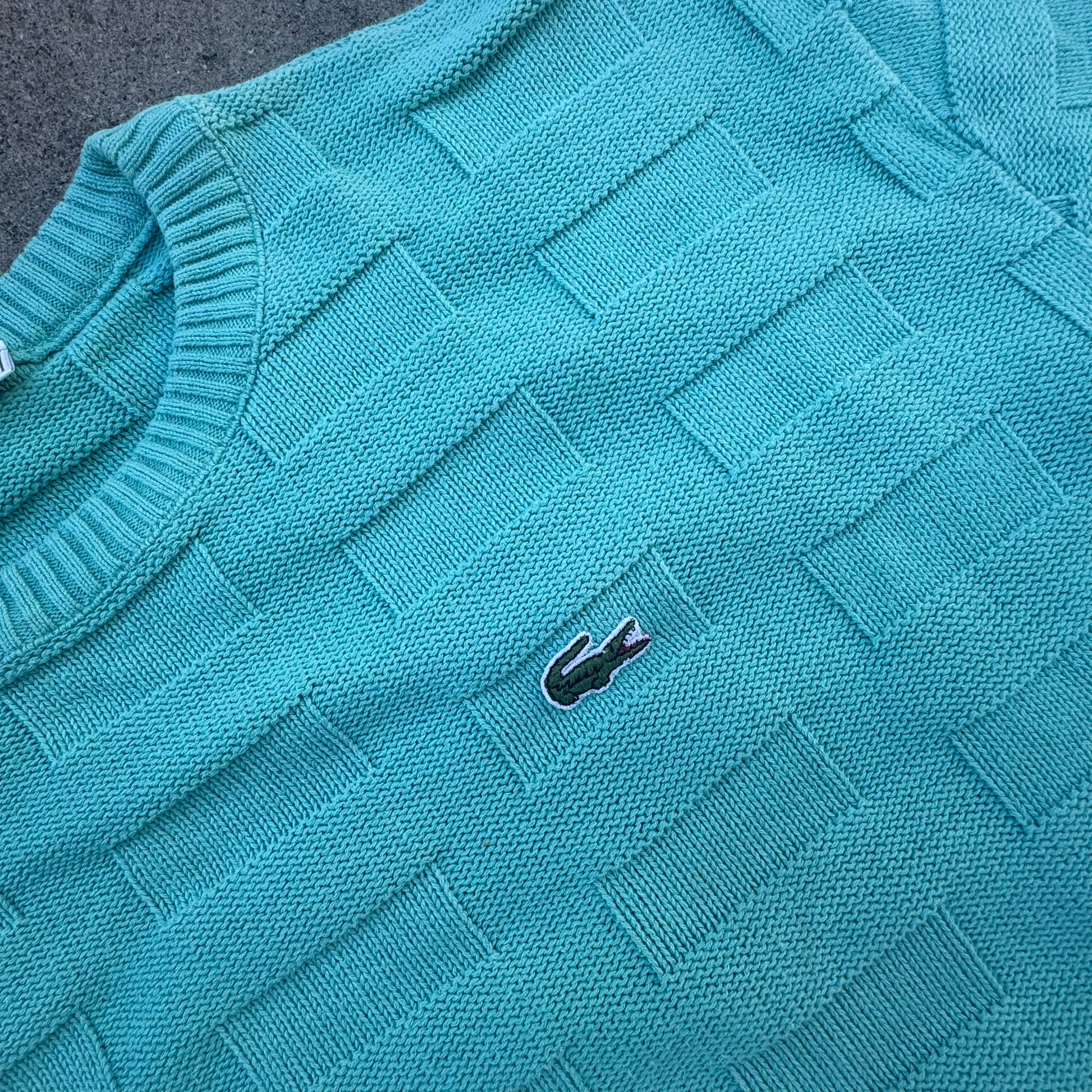 Lacoste vintage knitted turquoise sweatshirt – Close-up 3