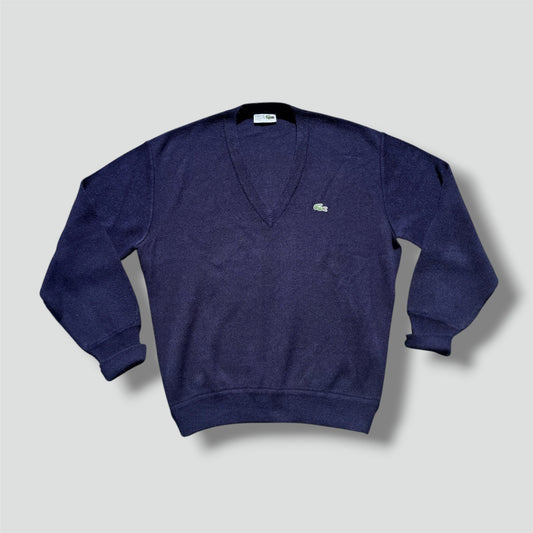 Lacoste vintage retro V-neck sweatshirt