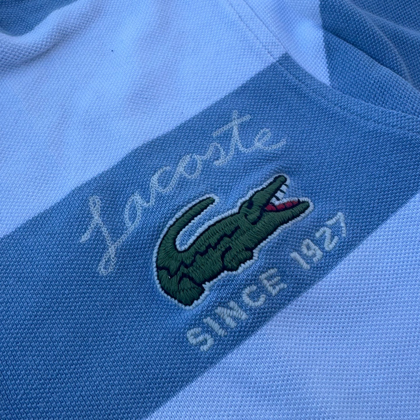 Lacoste vintage skyblue striped long polo – Close-up 2