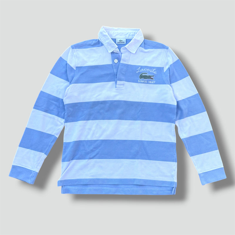 Sourced limited accessories and clothes Lacoste vintage skyblue striped long polo – Secondhand Streetwear