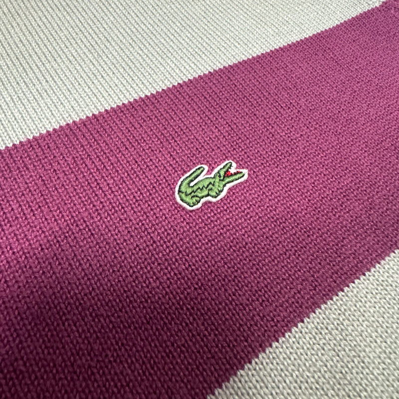 Detailansicht: Sourced limited accessories and clothes Lacoste vintage striped knitted sweatshirt – Logo, Nähte oder Material