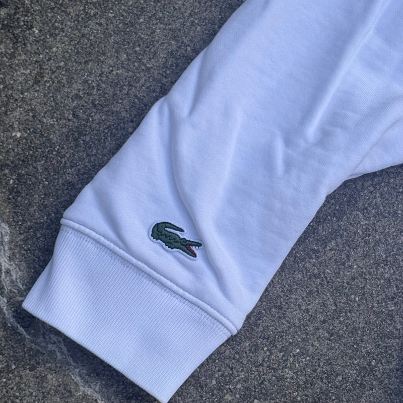 Detailansicht: Sourced limited accessories and clothes Lacoste white casual designer hoodie – Logo, Nähte oder Material
