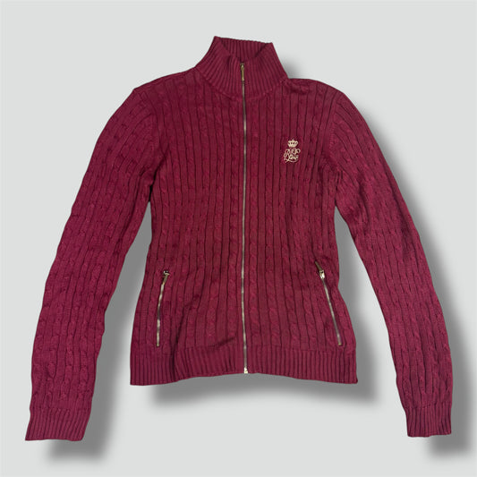 Lauren Ralph Lauren burgundy knitted zip-up