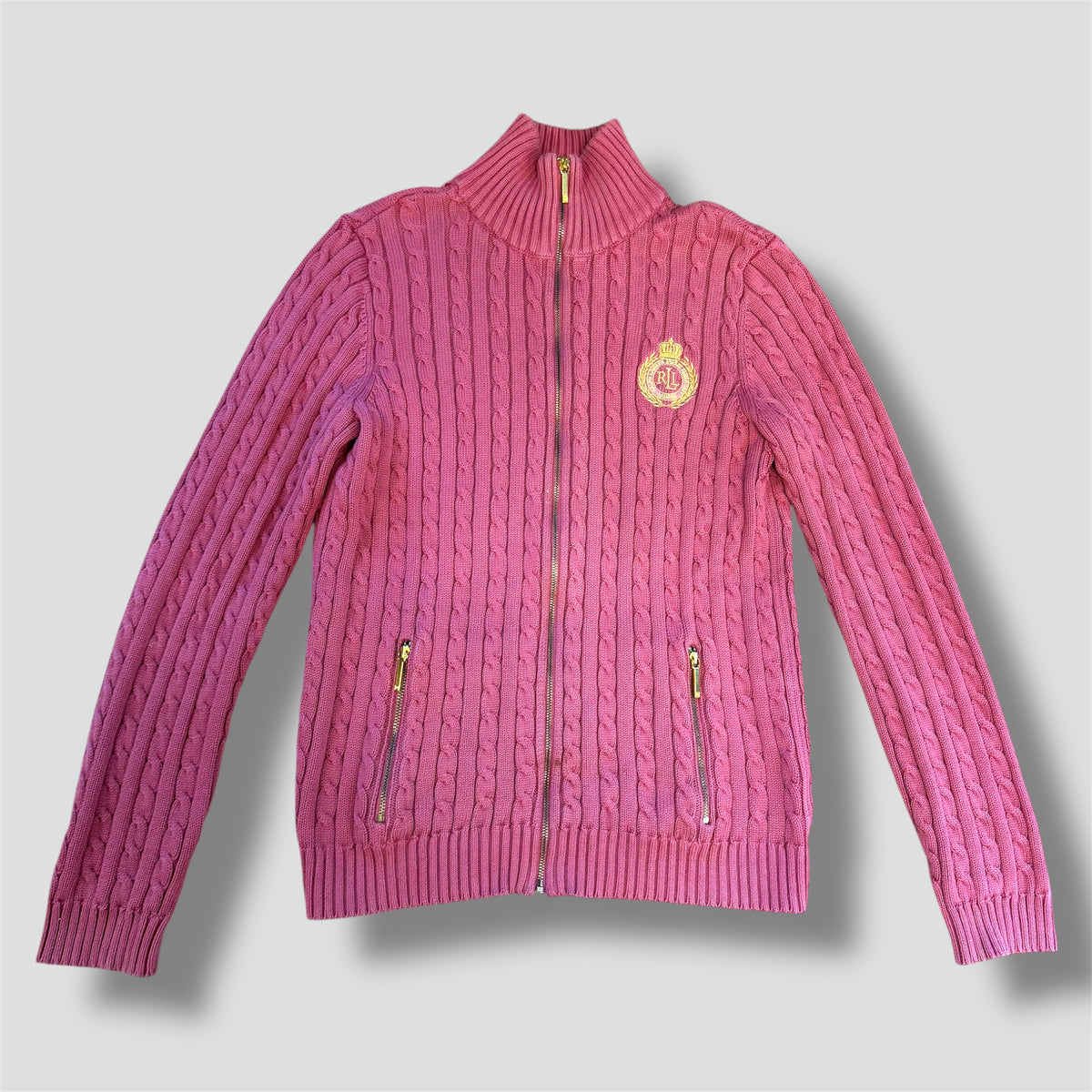 Lauren Ralph Lauren knitted pink zip-up