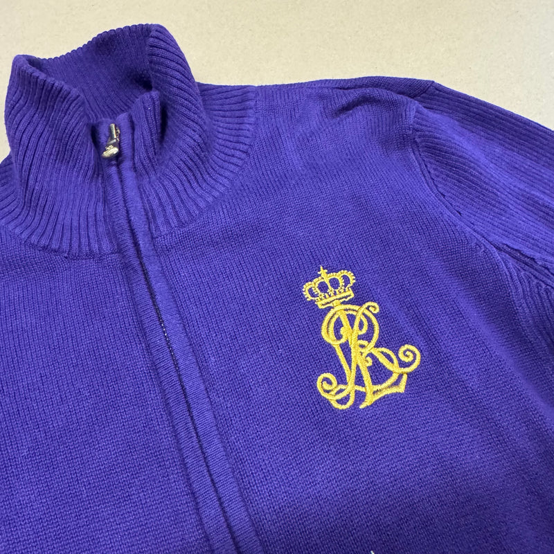 Detailansicht: Sourced limited accessories and clothes Lauren Ralph Lauren purple knitted jacket – Logo, Nähte oder Material