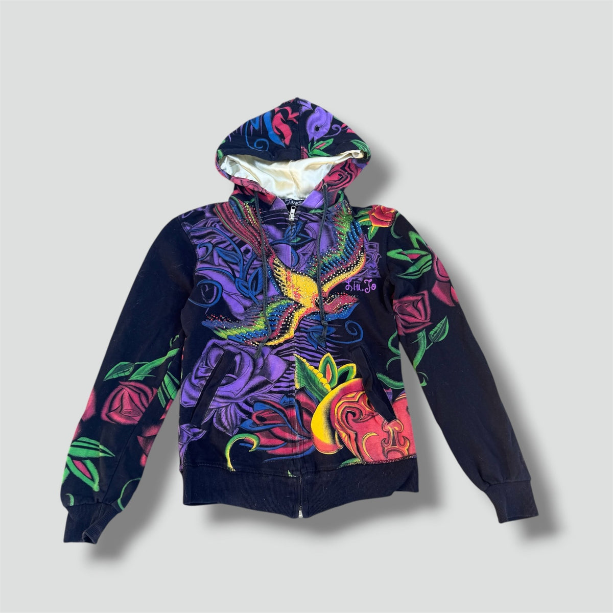 Liu Jo Y2K rhinestone black zip hoodie