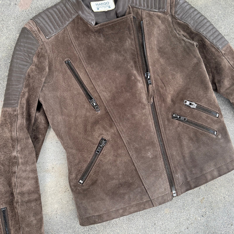 Detailansicht: Sourced limited accessories and clothes Mango Argentina brown leather jacket – Logo, Nähte oder Material