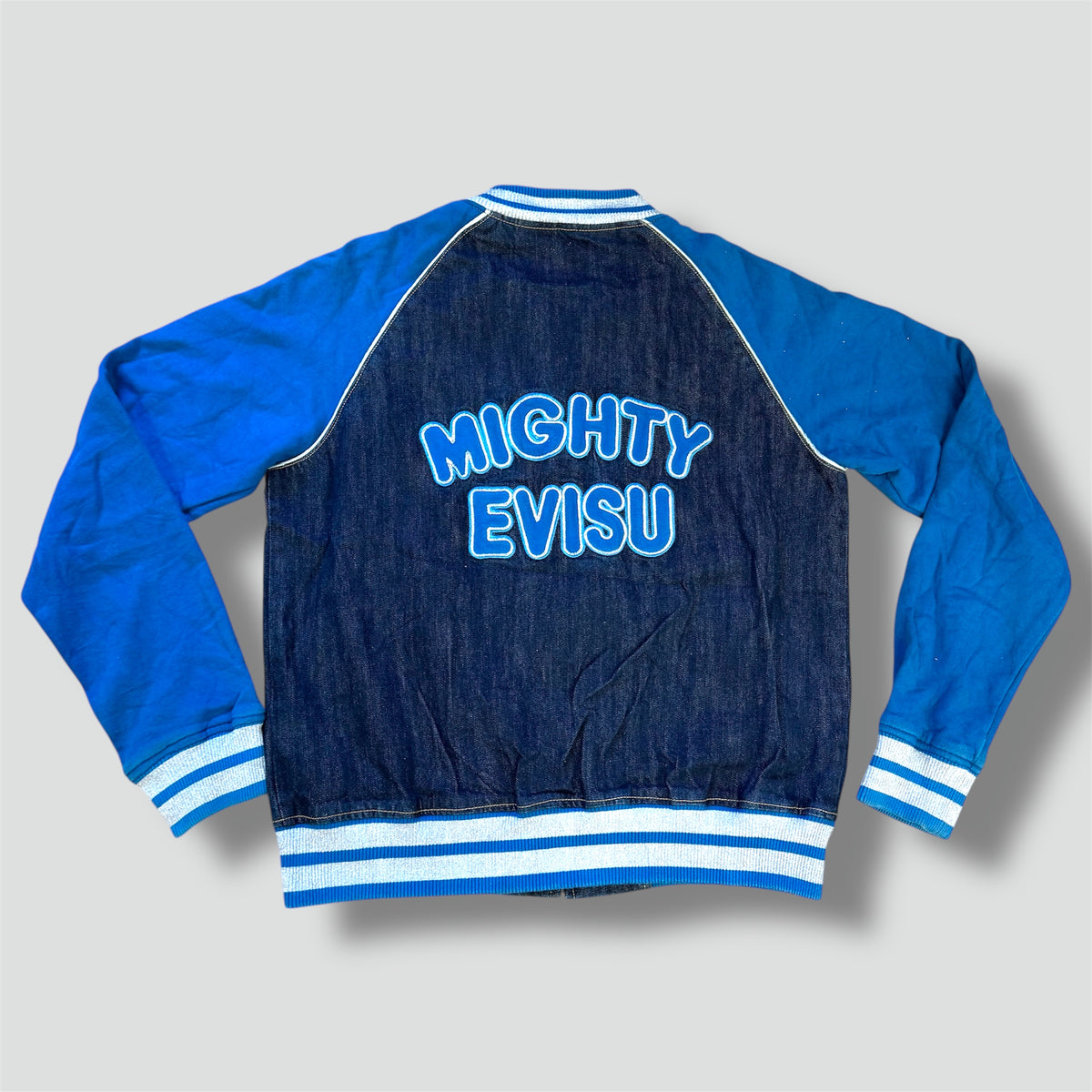Mighty Evisu denim college jacket – Close-up 1