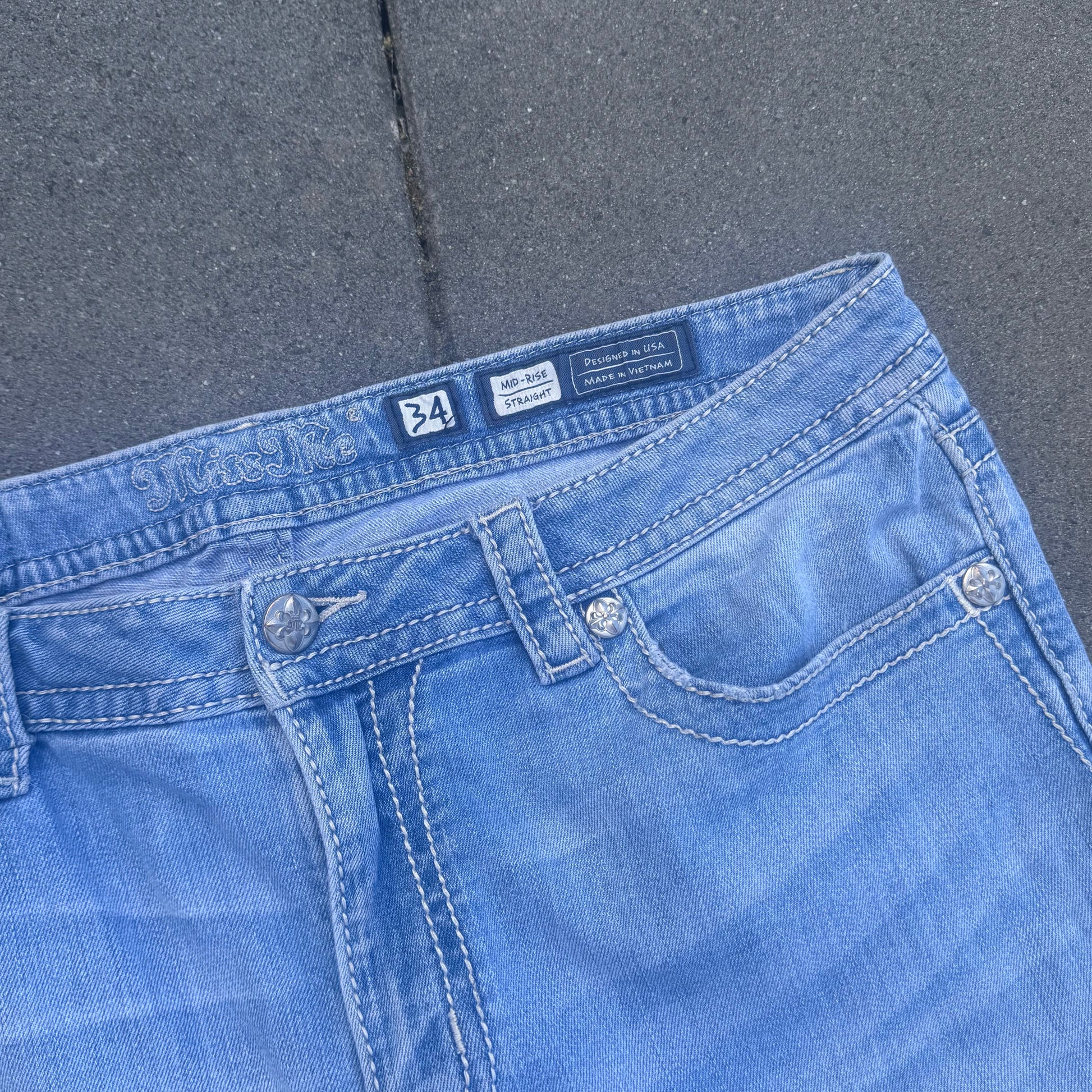 Miss Me angel y2k skyblue jeans – Close-up 7