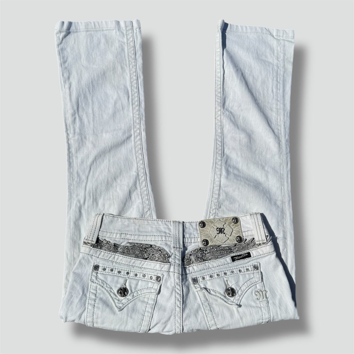 Miss Me white wide leg low waisted pants