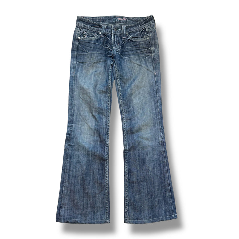 Detailansicht: Sourced limited accessories and clothes Miss Me Y2K vintage low waist jeans – Logo, Nähte oder Material