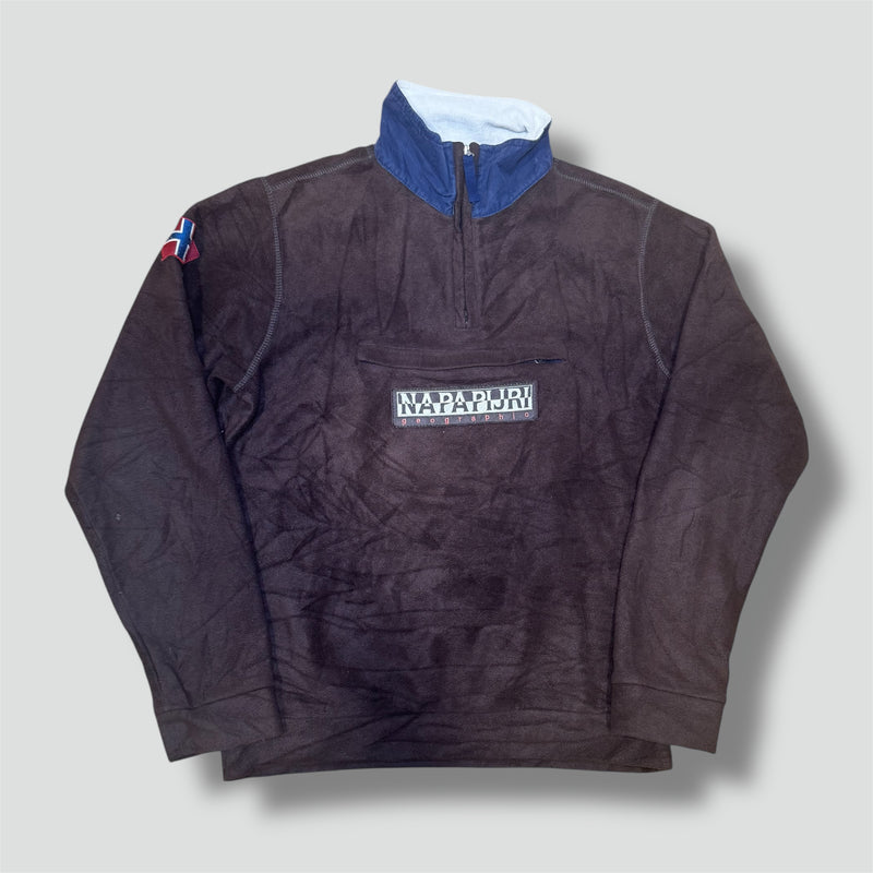 Sourced limited accessories and clothes Napapijri brown fleece quarter zip – Secondhand Streetwear