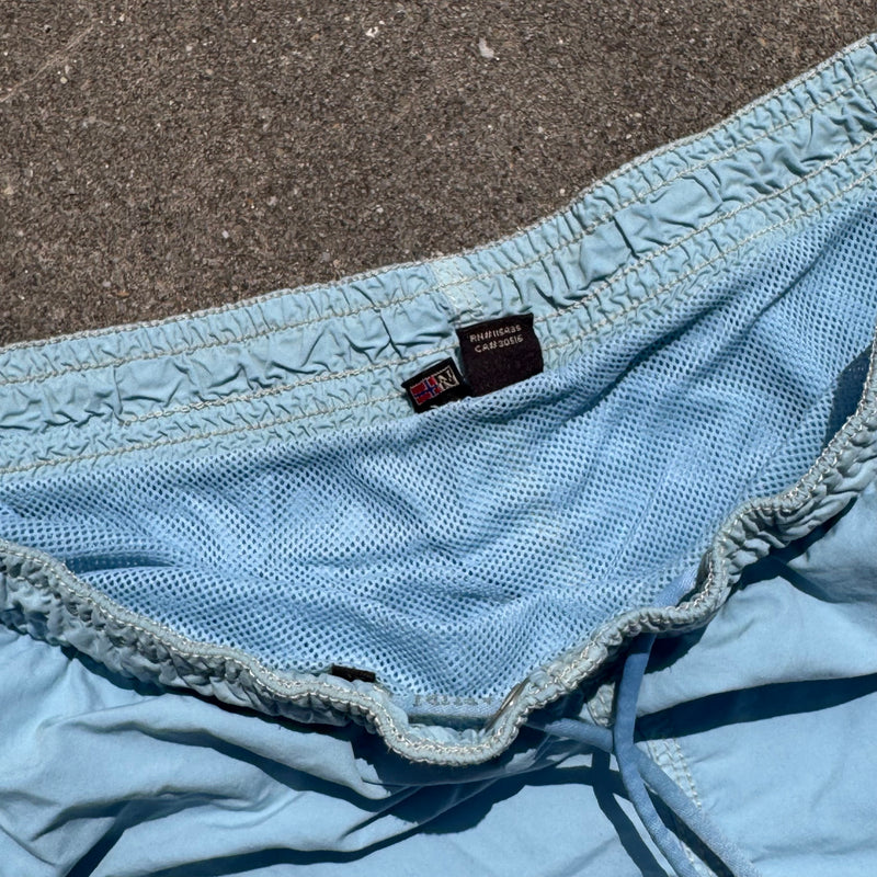 Detailansicht: Sourced limited accessories and clothes Napapijri vintage blue bathing shorts – Logo, Nähte oder Material