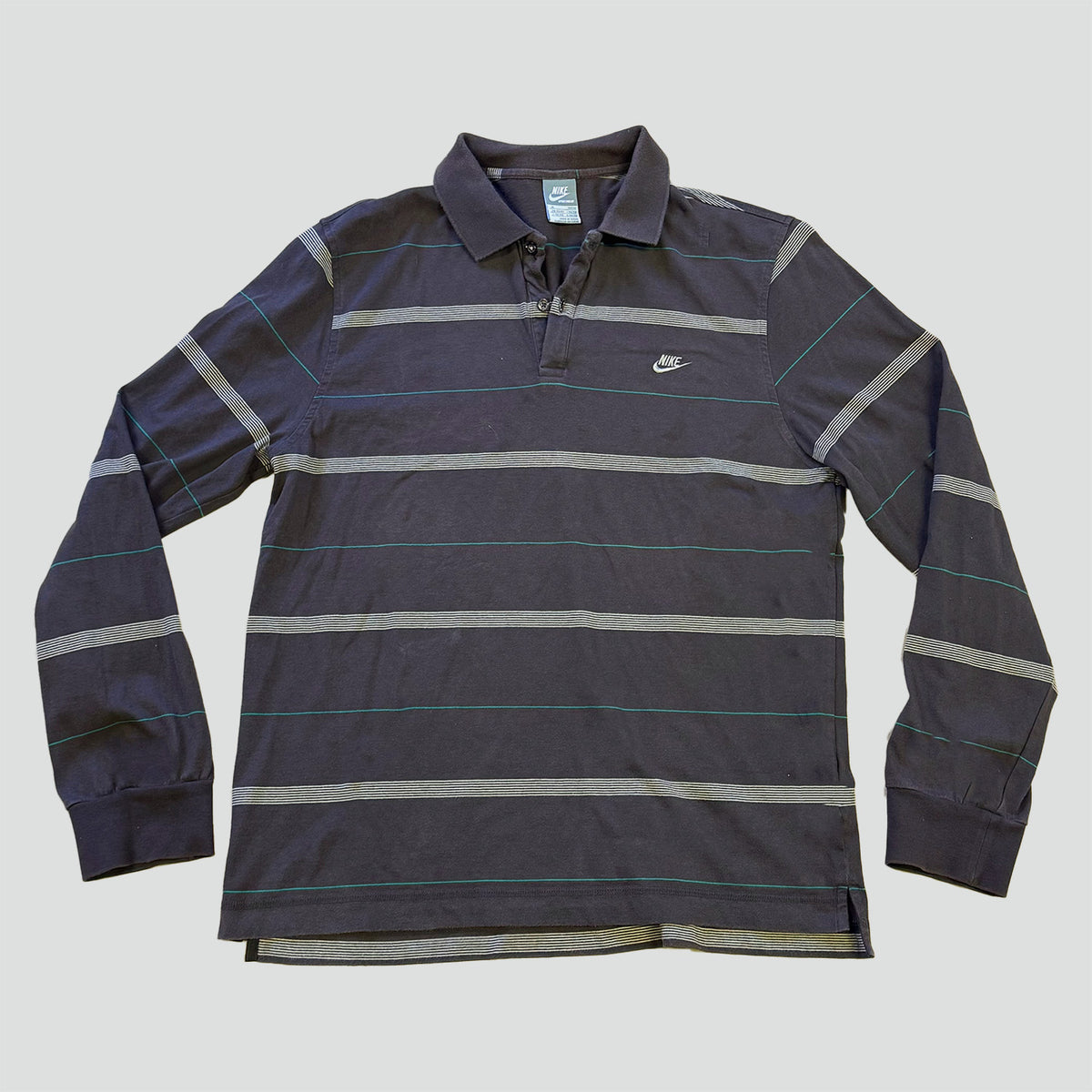 Nike striped brown long-sleeved polo shirt