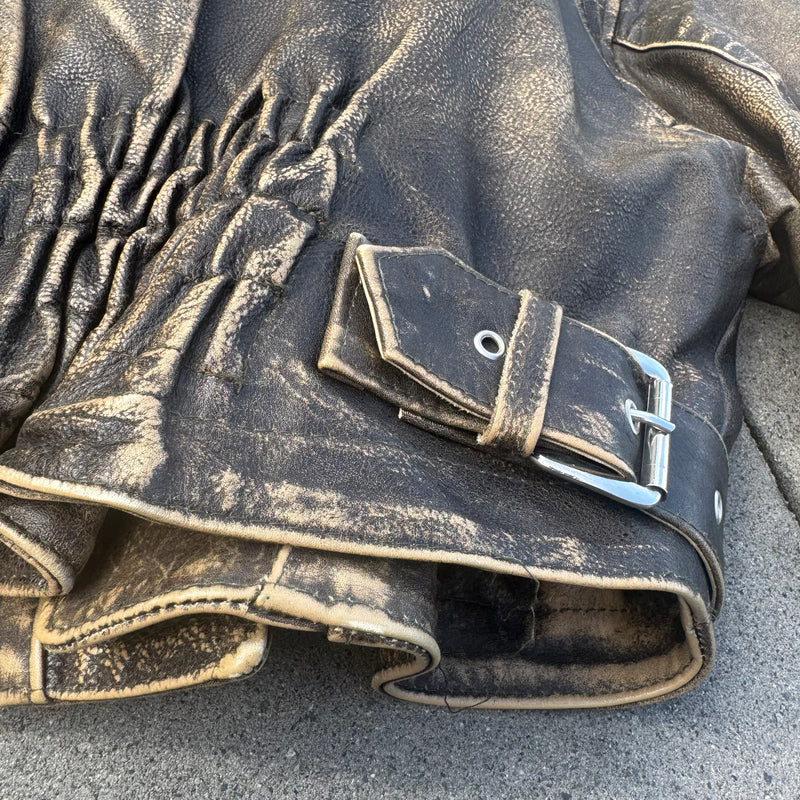 Detailansicht: Sourced limited accessories and clothes Nouvelle Generation di Moda vintage leather jacket – Logo, Nähte oder Material
