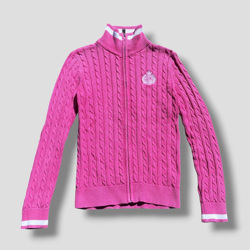 Sourced limited accessories and clothes Lauren Sport Ralph Lauren pink knitted cardigan – Secondhand Streetwear