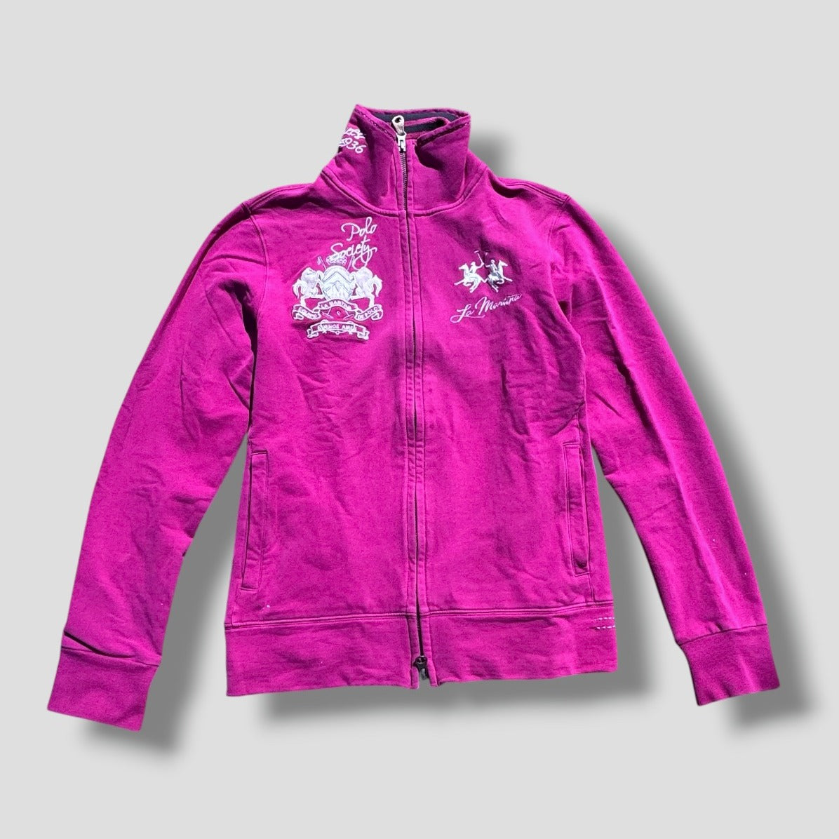 La Martina Buenos Aires pink retro cardigan