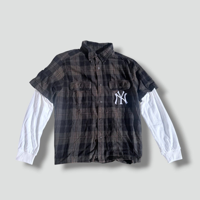 Sourced limited accessories and clothes Yankees custom made brown shirt – Secondhand Streetwear